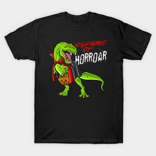 Vampire Lugosi Halloween T Rex Dinosaur Dracula T-Shirt by Juandamurai